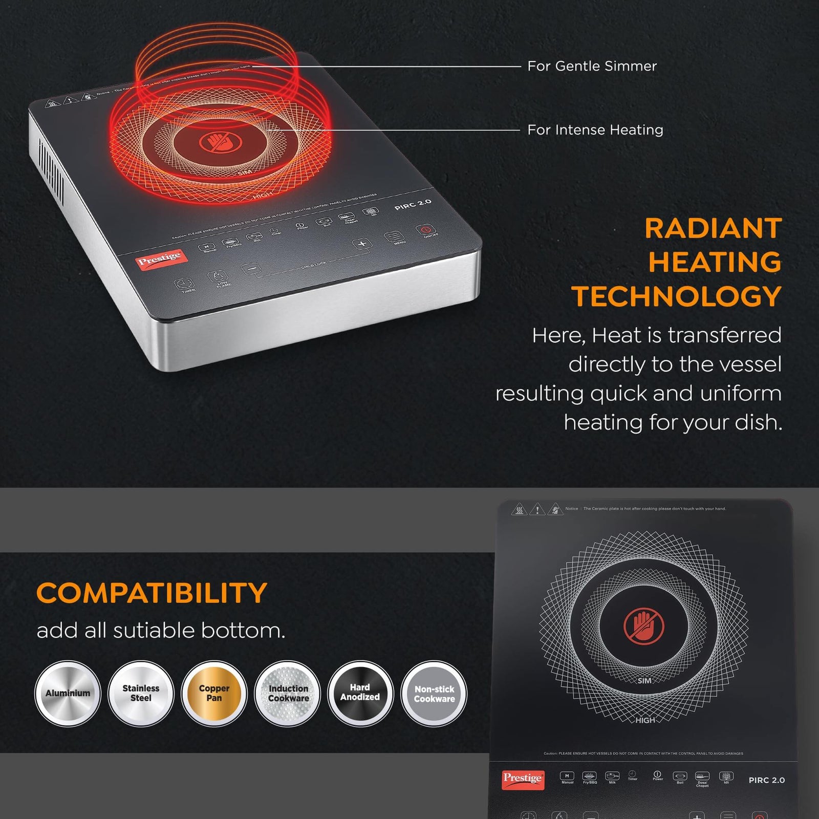 Portable Prestige PIRC 2.0 Infrared Cooktop in use