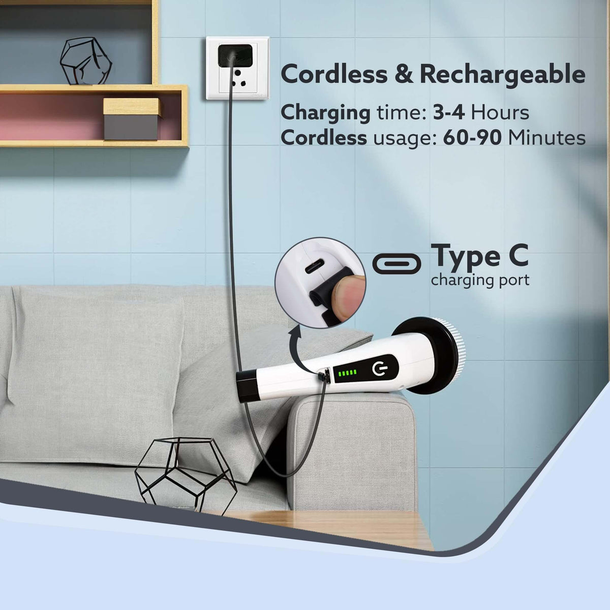 AGARO Cordless Spin Scrubber cleaning glass and tiles