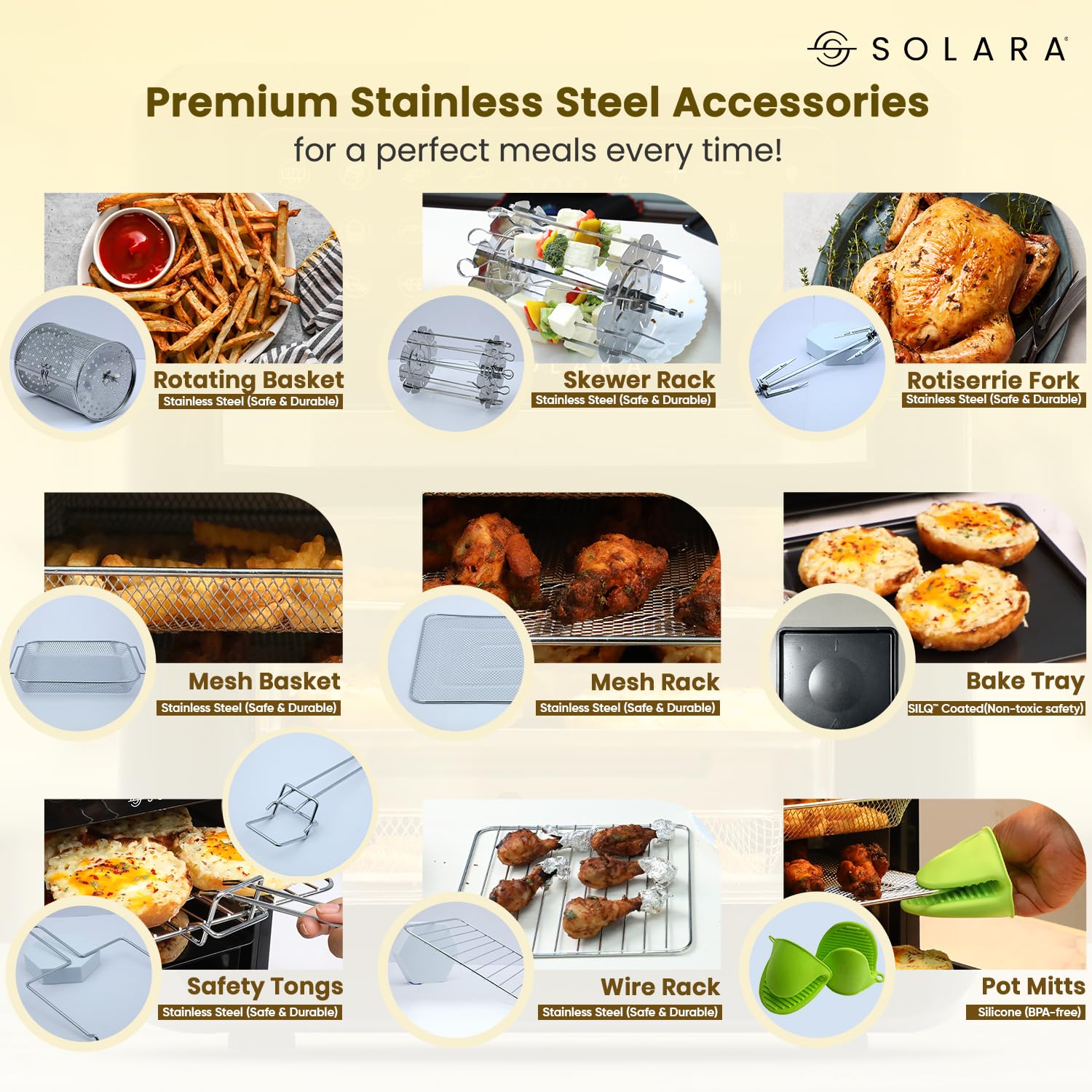 SOLARA 12L air fryer oven 360 degree air circulation
