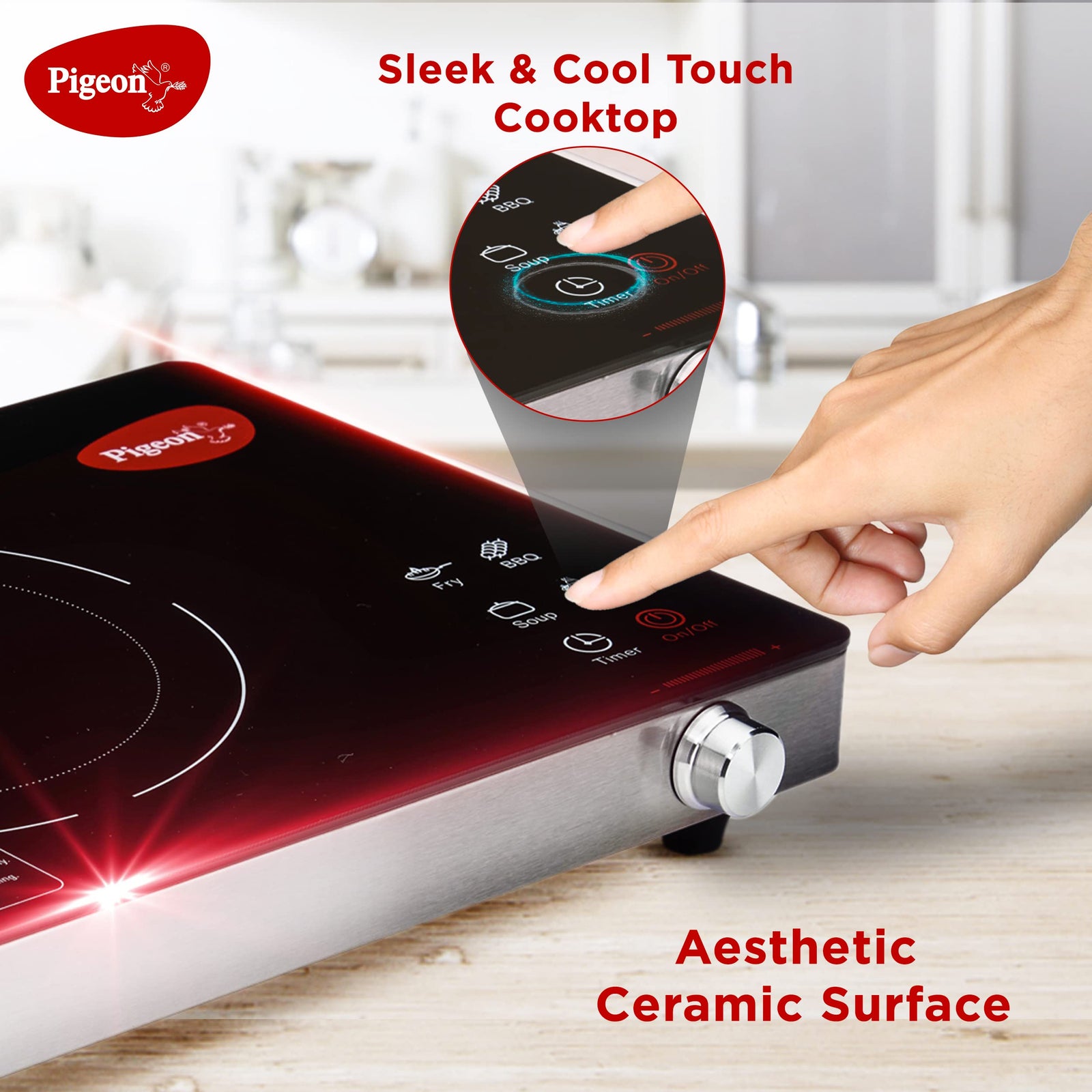 Pigeon Radiant Infrared Cooktop compact and sturdy design stored in kitchen drawer for easy storage