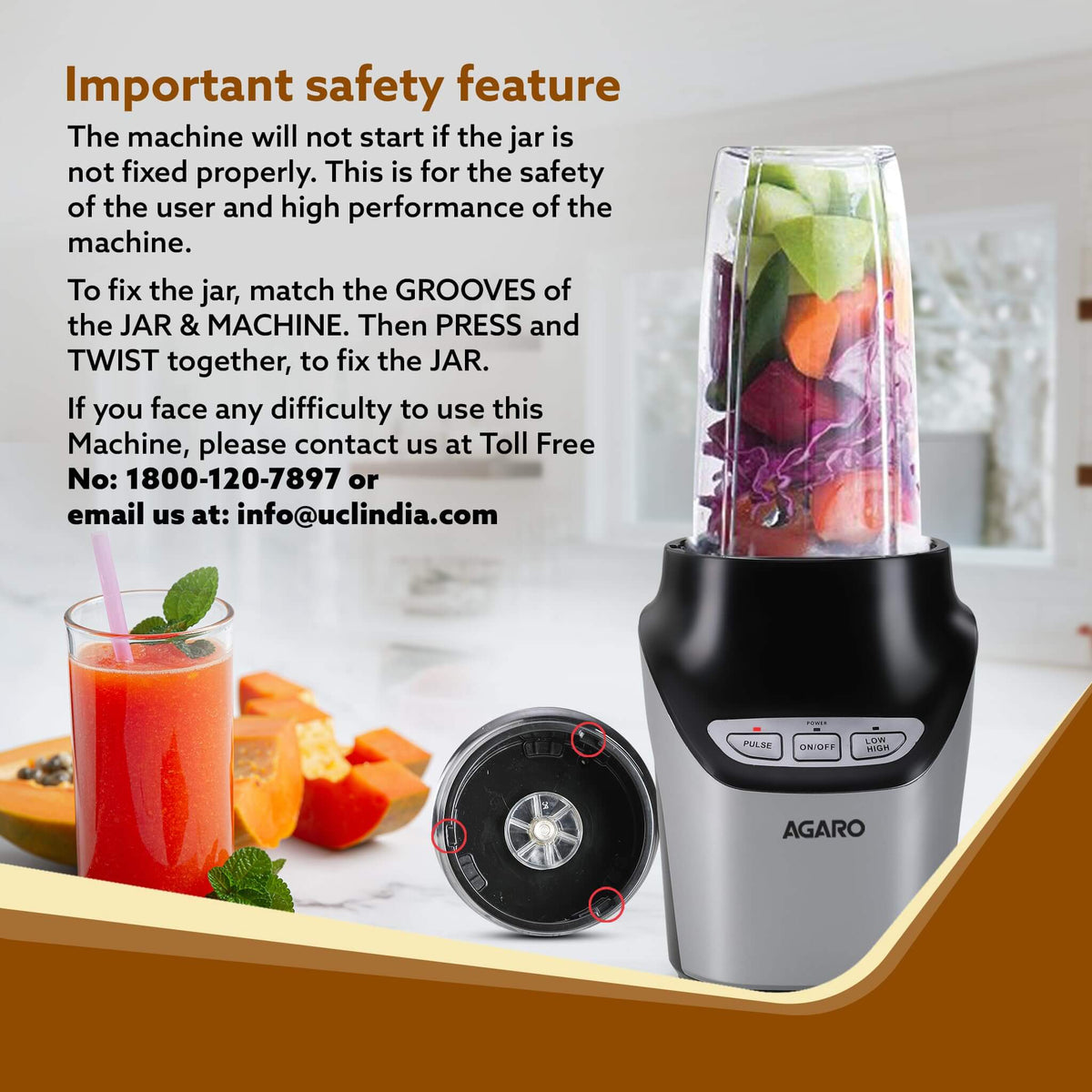 AGARO Marvel Nutri Blender, 1000W, 2 BPA-Free Tritan Jars