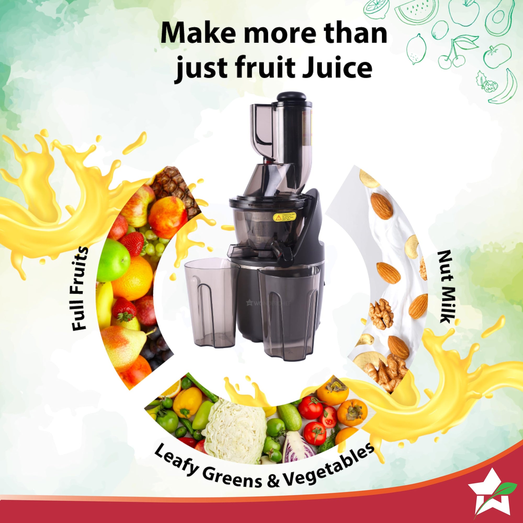 Wonderchef Regalia Full Fruit Cold Press Slow Juicer - 55 RPM, Retains Higher Nutrients, 240W Powerful Motor, Easy to Clean, 5-Year Motor Warranty