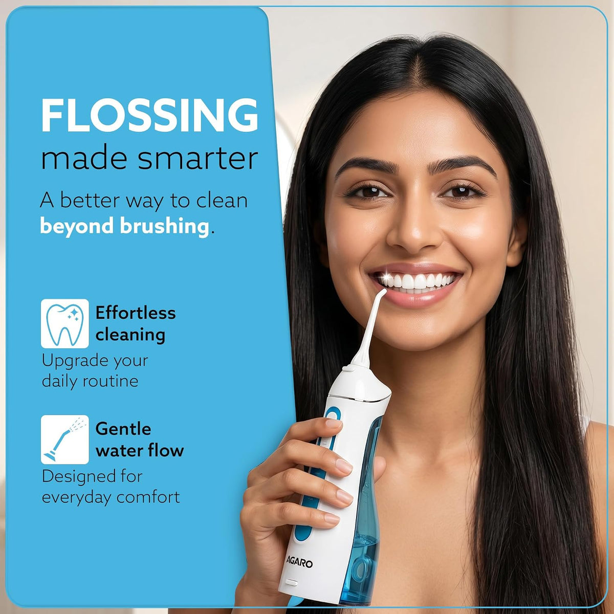 AGARO Ultra Plus Cordless Water Flosser, 200 ml Tank, 4 Cleaning Modes, 5 Nozzles, IPX7 Waterproof Oral Irrigator