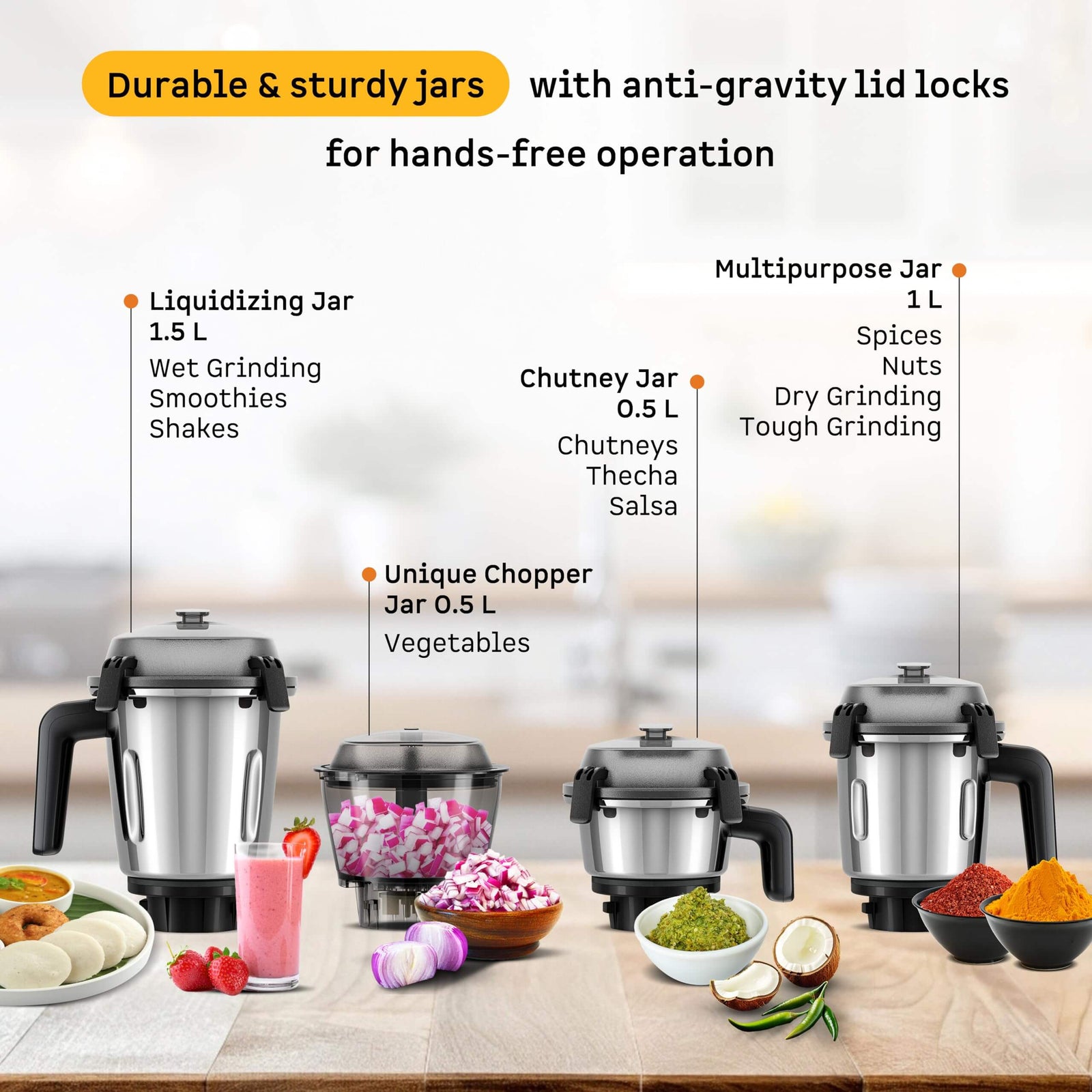 Atomberg Zenova BLDC Mixer Grinder with 4 jar