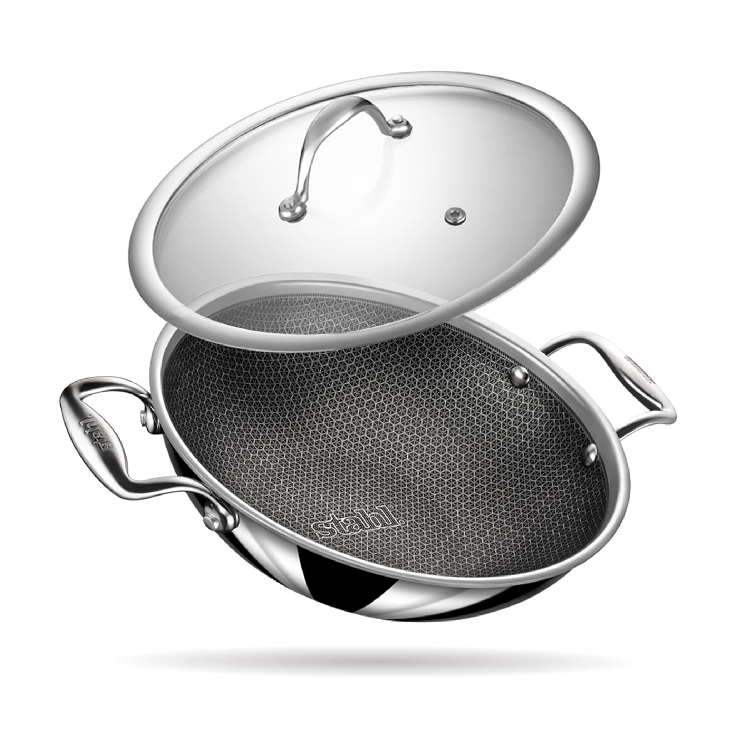 Stahl Triply Stainless Steel Artisan Hybrid Kadhai with Lid (Non-Stick)