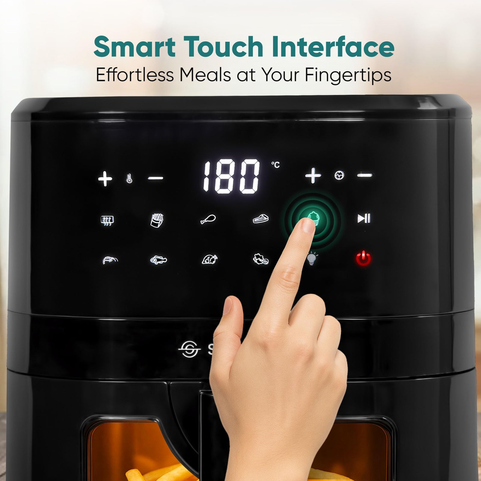 Black SOLARA air fryer 1500W with cool-touch handle for Indian kitchens
