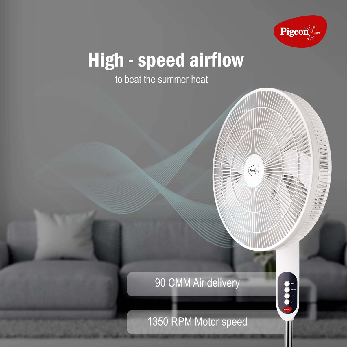 Pigeon Fantastic Pedestal Fan for home and office cooling with 7-blade design