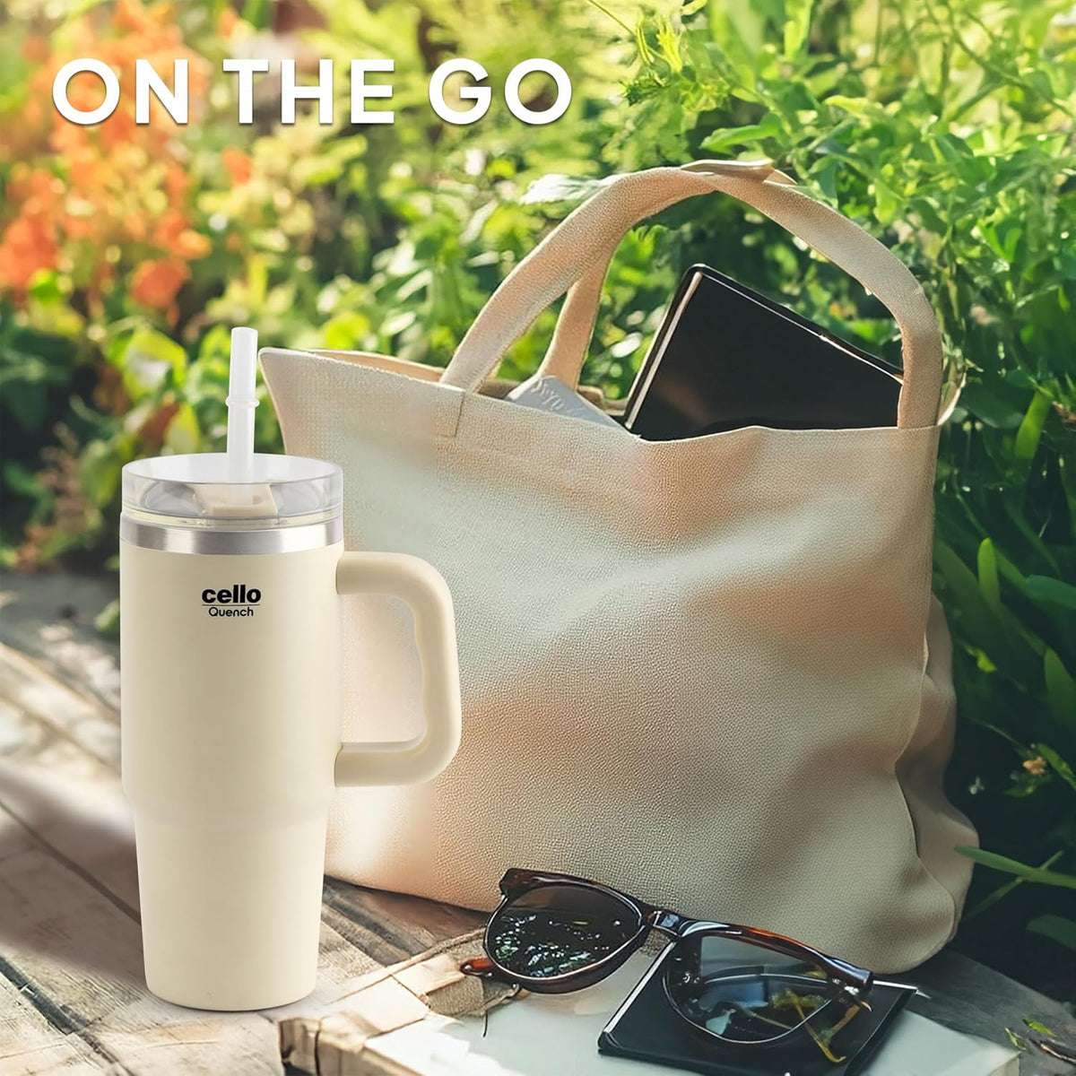 Cello Quench Insulated Stainless Steel Tumbler 550ml with Straw & Handle