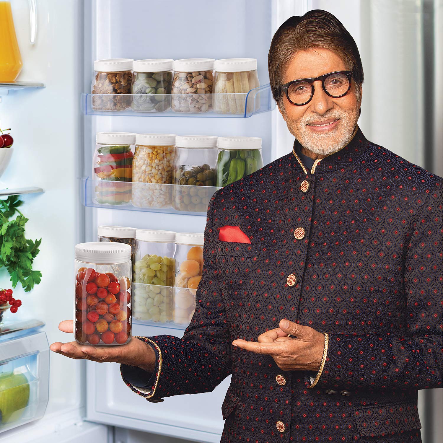 CELLO Fridge Door Canister | 100% Food Grade & BPA Free Airtight containers | Elegant and durable with easy to open lids | 1000ml, Set of 6 | White