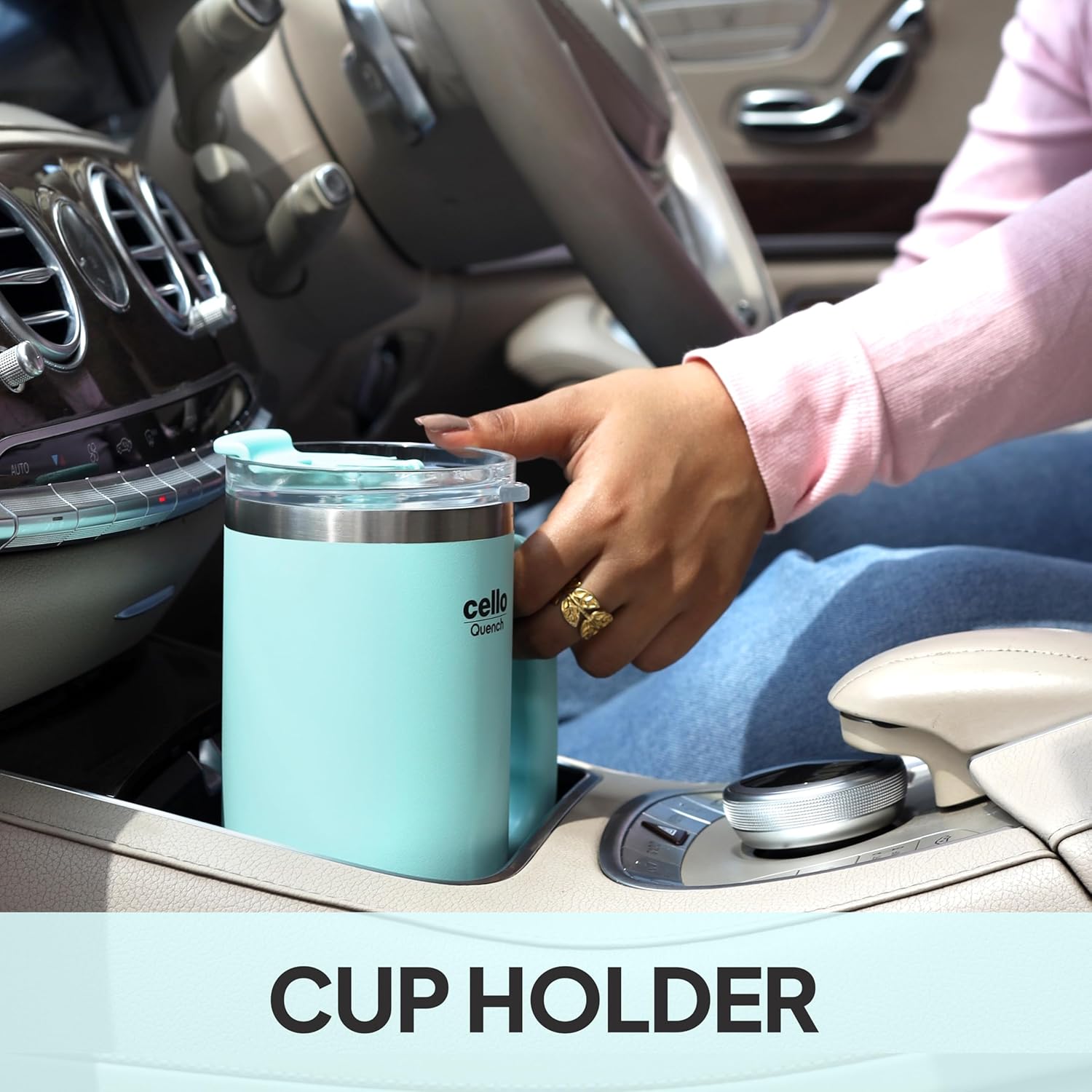 Cello Quench Insulated Stainless Steel Tumbler 550ml with Straw & Handle