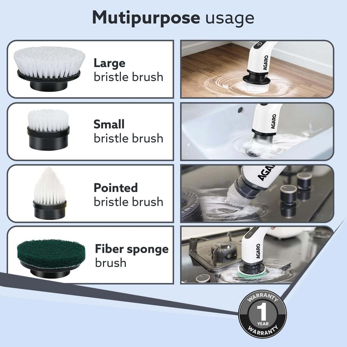 AGARO Spin Scrubber in action cleaning a bathtub