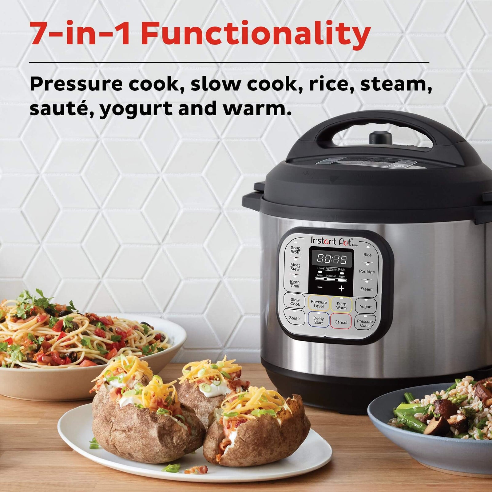 Instant Pot 3L 7-in-1 Electric Pressure Cooker – Stainless Steel Multi-Use Cooker for Rice, Slow Cooking, Steaming & More