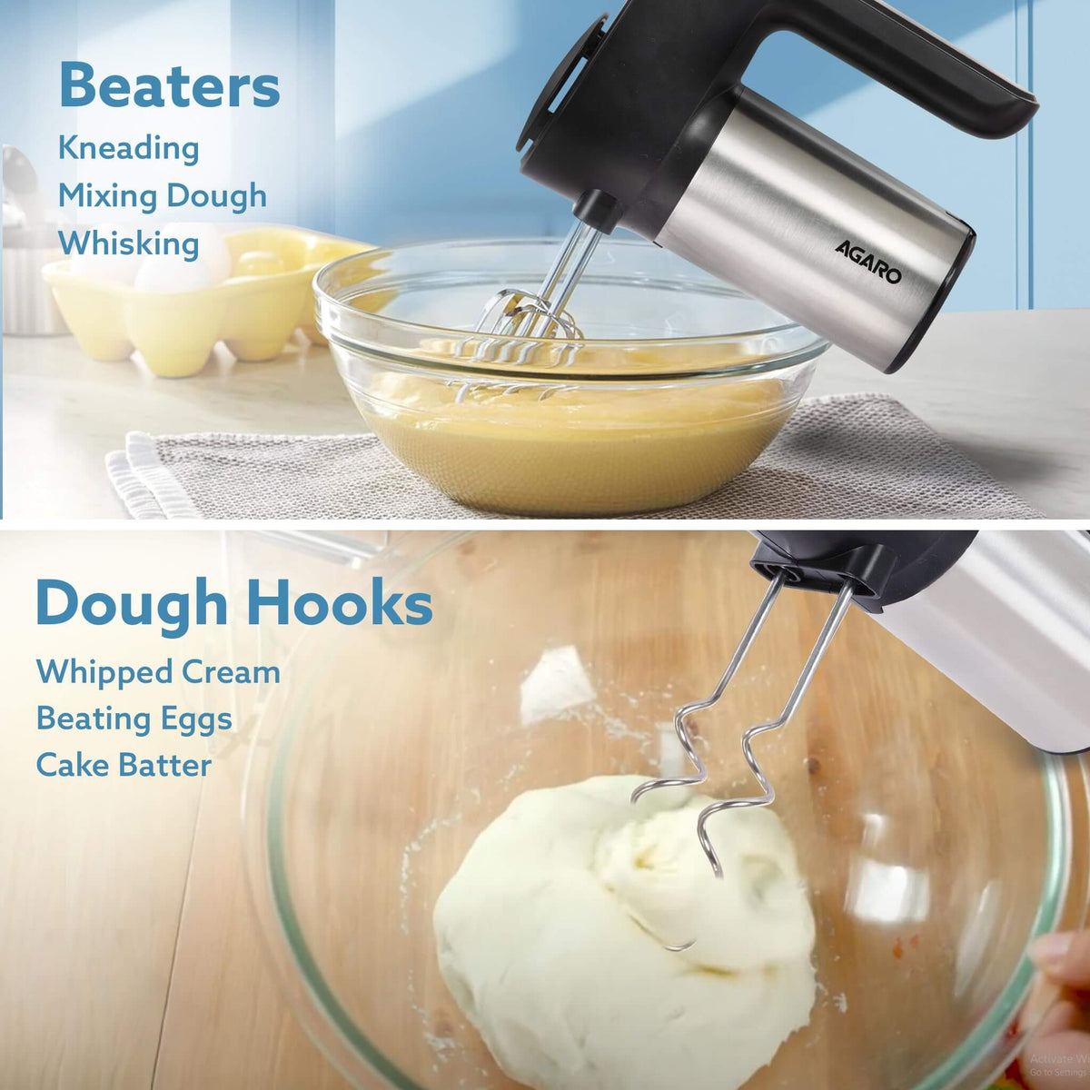 AGARO kitchen hand mixer for whipping, beating and kneading