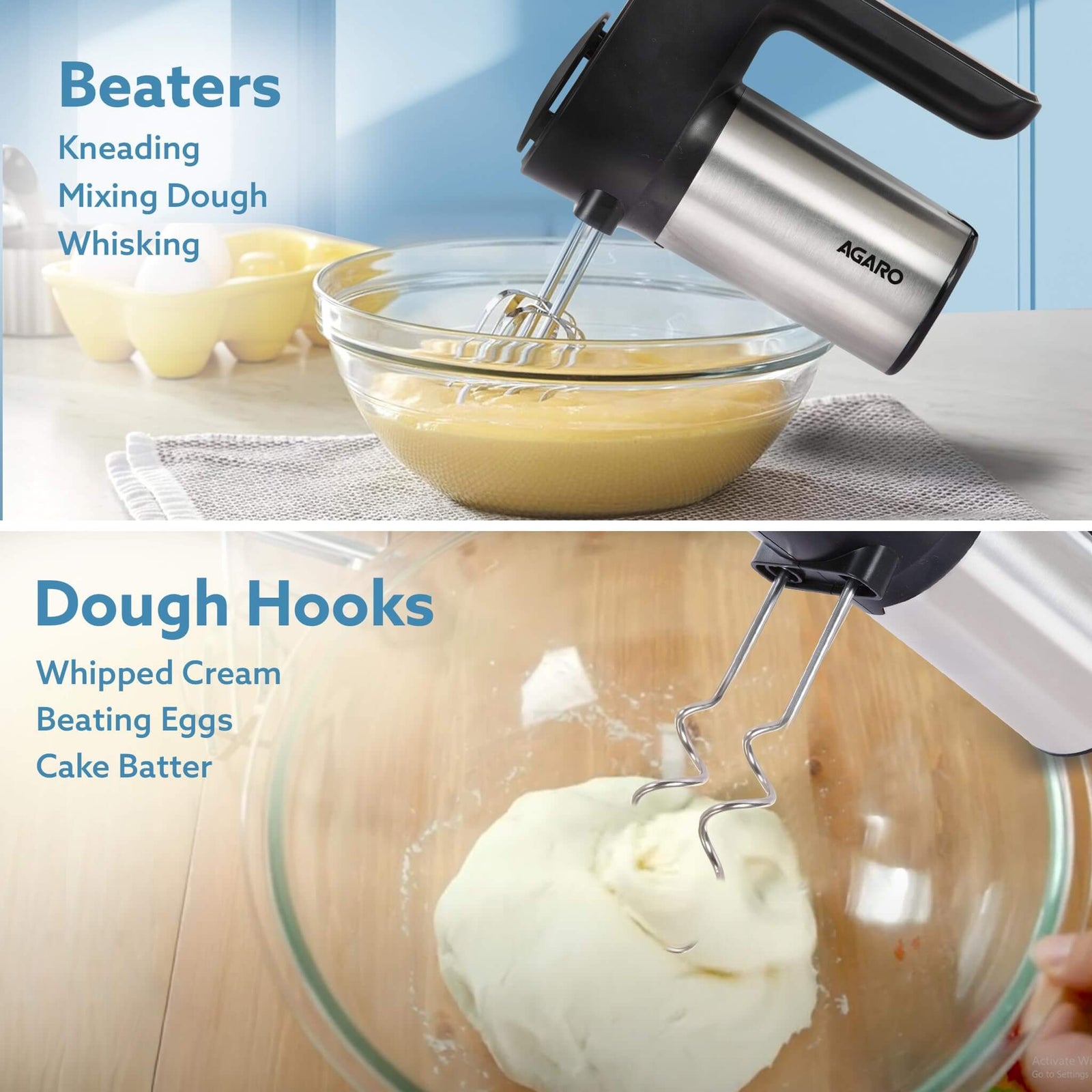 AGARO kitchen hand mixer for whipping, beating and kneading