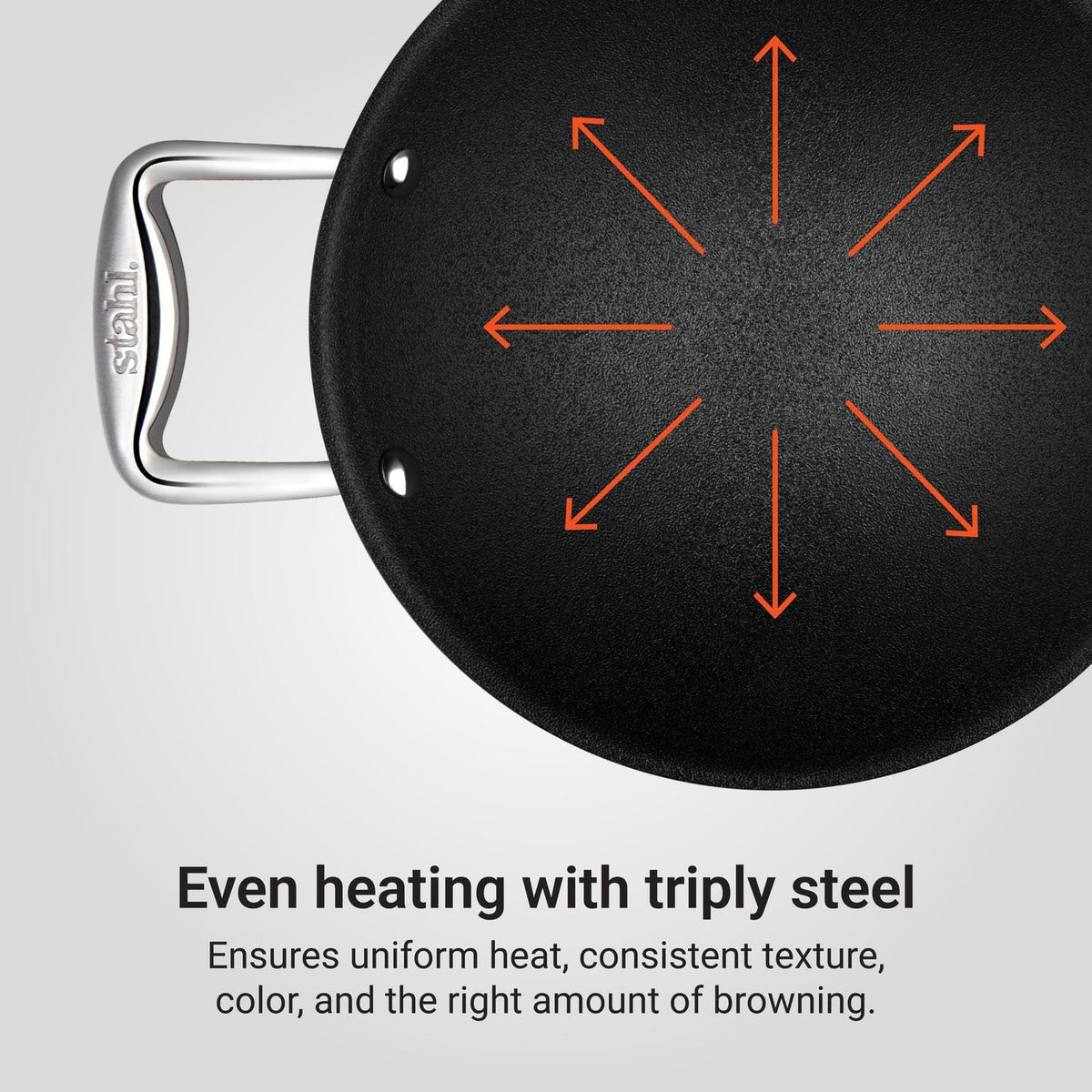 Stahl triply steel appam pan 22cm for gas and induction cooktops
