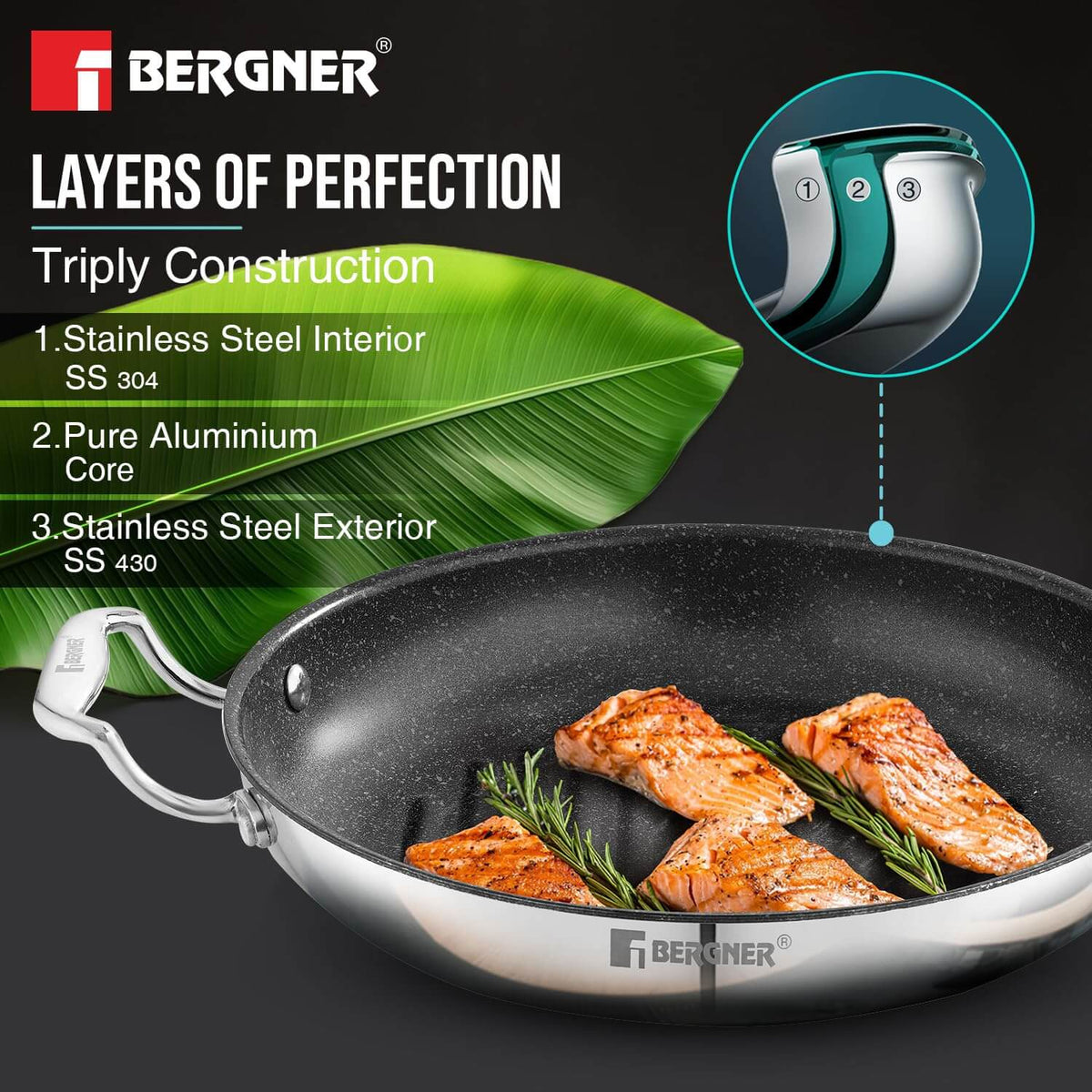 Induction Safe Triply Grill Pan – Perfect for Grilling Meats & Vegetables