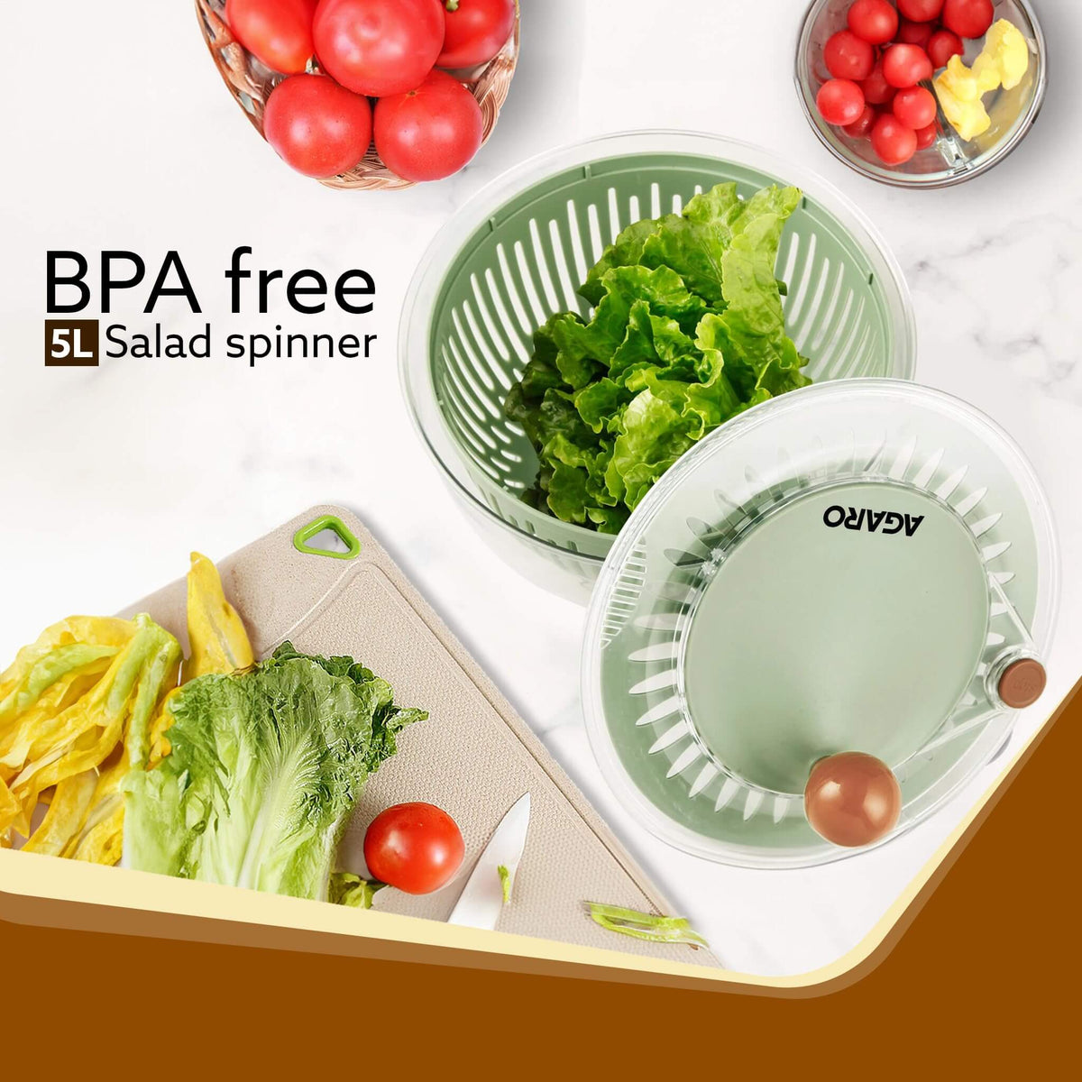 AGARO Elite 5L Salad Spinner BPA Free