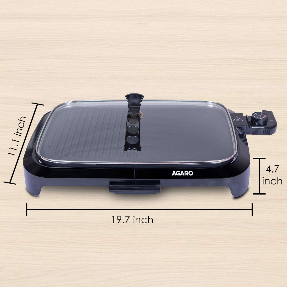 Close-up of AGARO BBQ griller non-stick plates