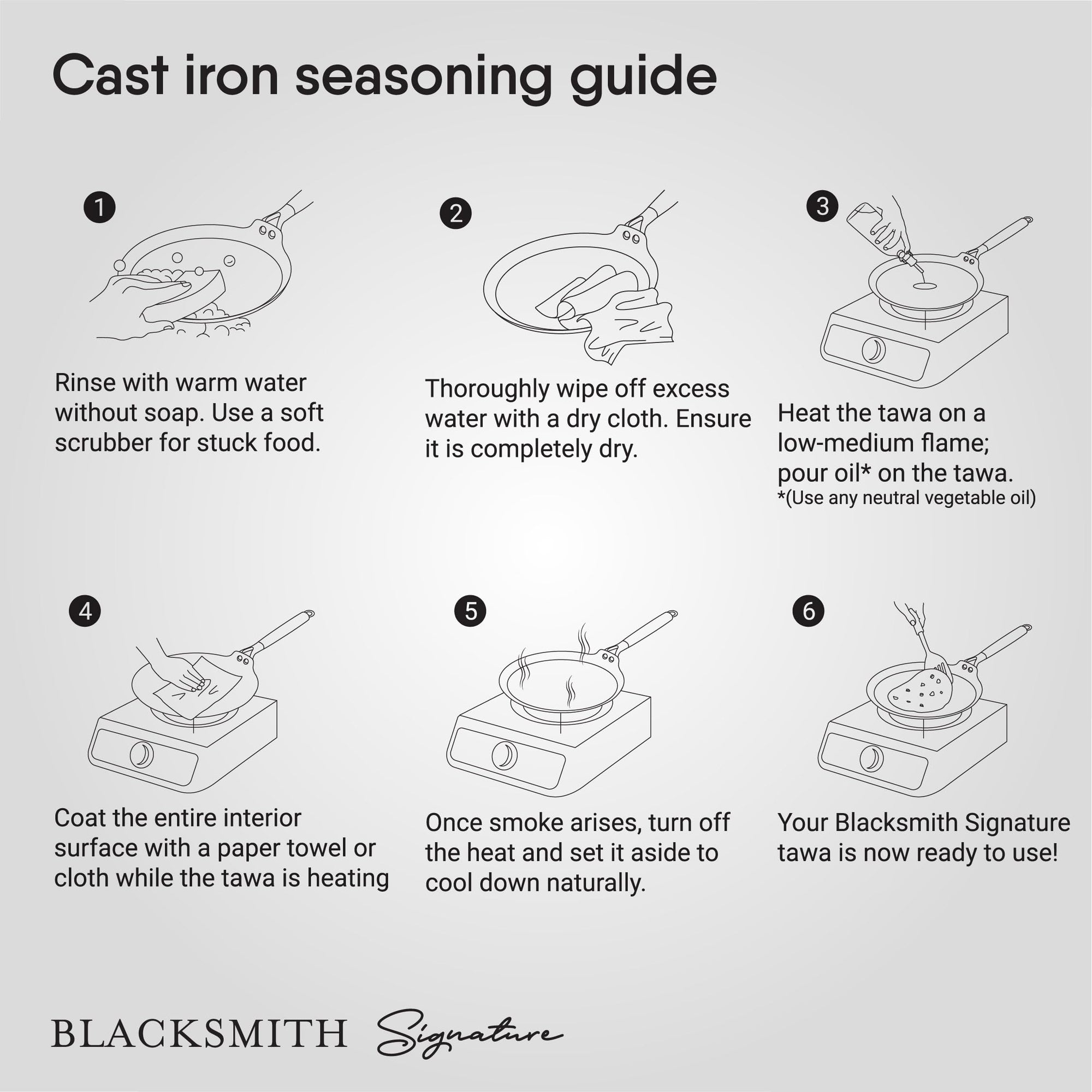 Stahl Blacksmith Cast Iron Dosa Tawa | Pre-Seasoned Induction Pan