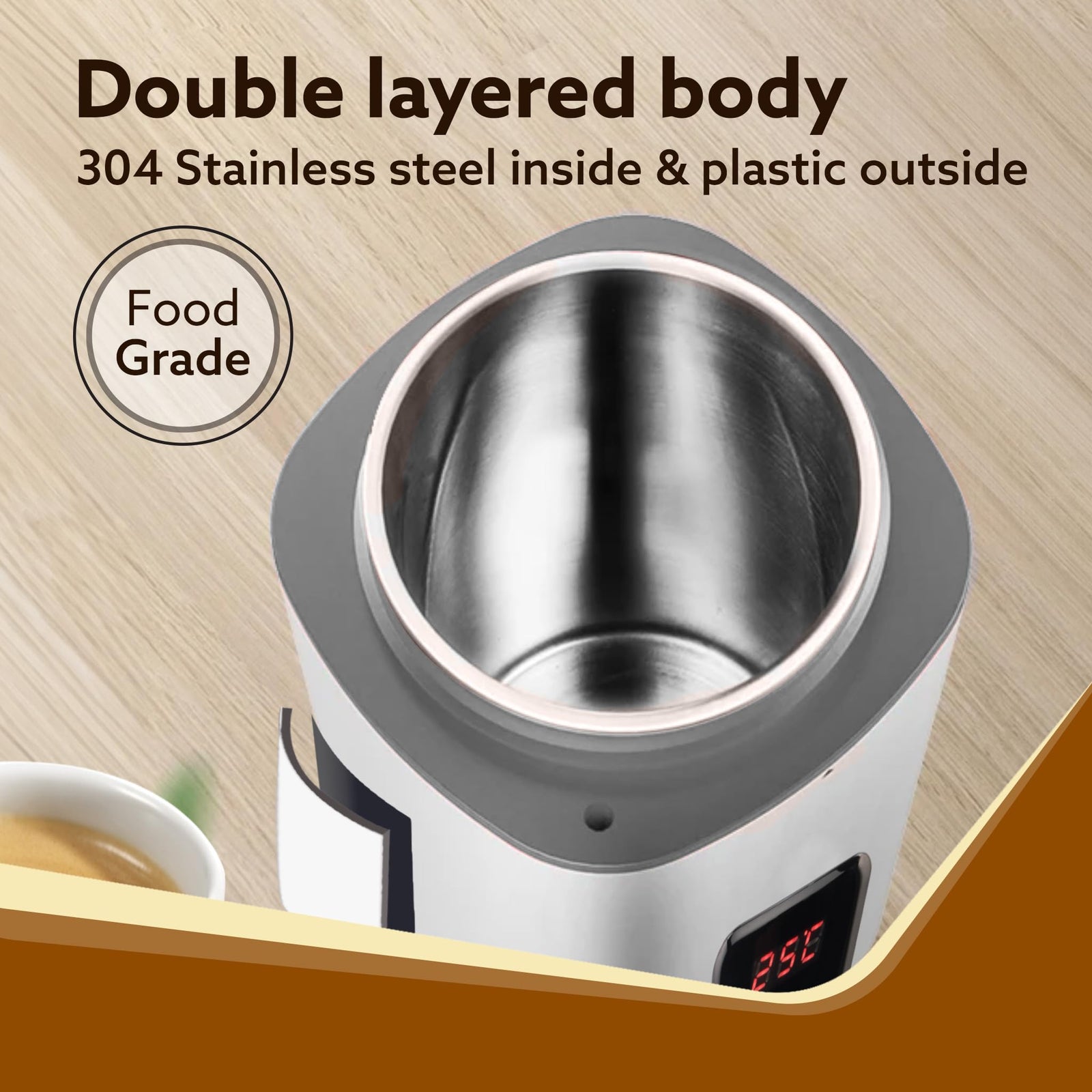 AGARO Delite Portable Electric Kettle, 500 Ml, Adjustable Temperature, Fast Boiling, White