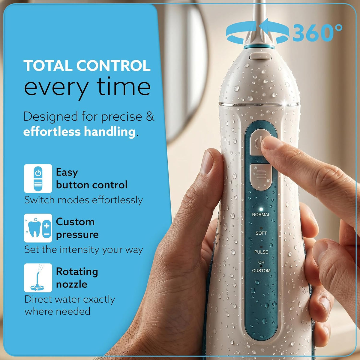 AGARO Ultra Plus Cordless Water Flosser, 200 ml Tank, 4 Cleaning Modes, 5 Nozzles, IPX7 Waterproof Oral Irrigator