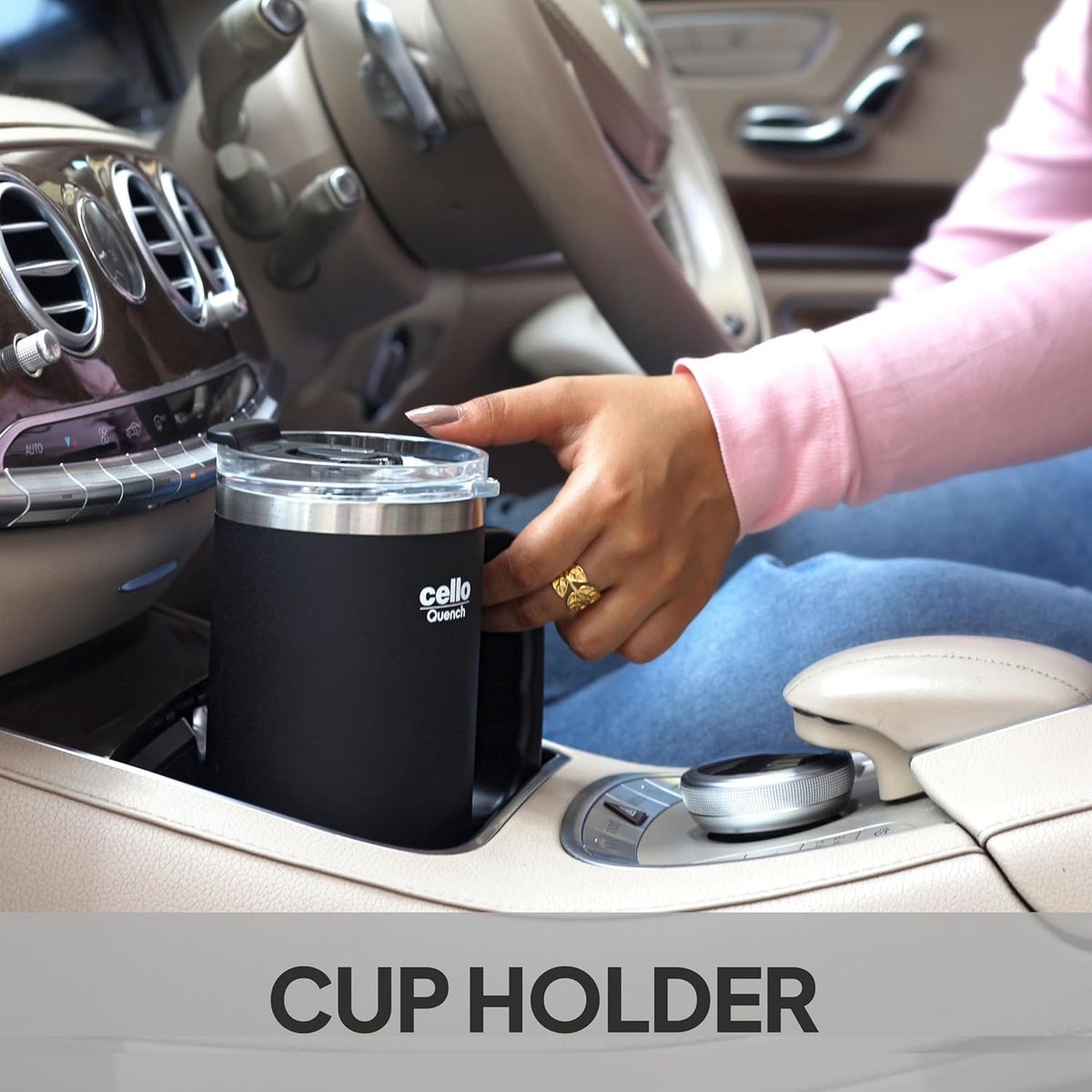 Cello Quench Insulated Stainless Steel Tumbler 550ml with Straw & Handle