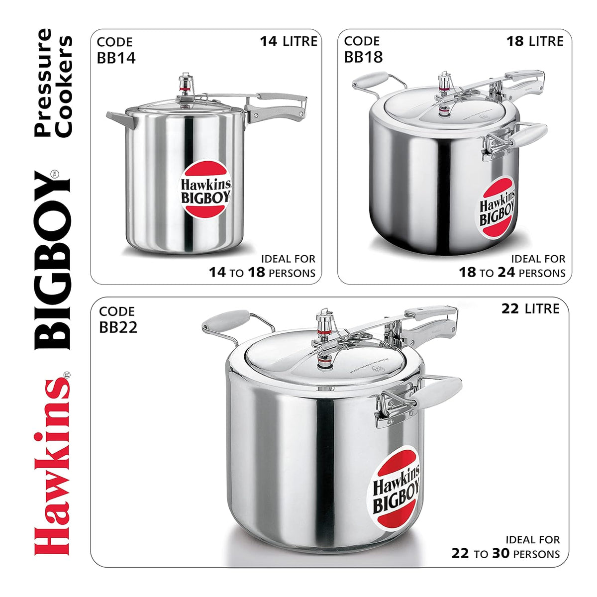Hawkins Bigboy Aluminum Pressure Cooker - Durable, Large Capacity for Restaurants and Catering