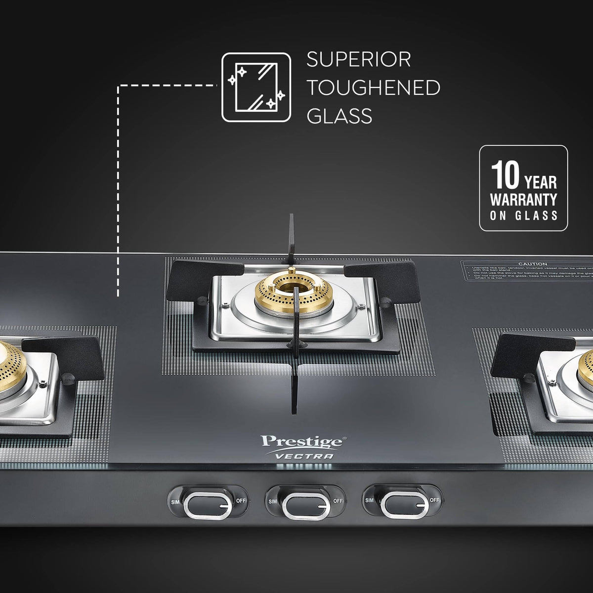 Premium Black Finish Gas Stove – Safe, Stylish & Sturdy.