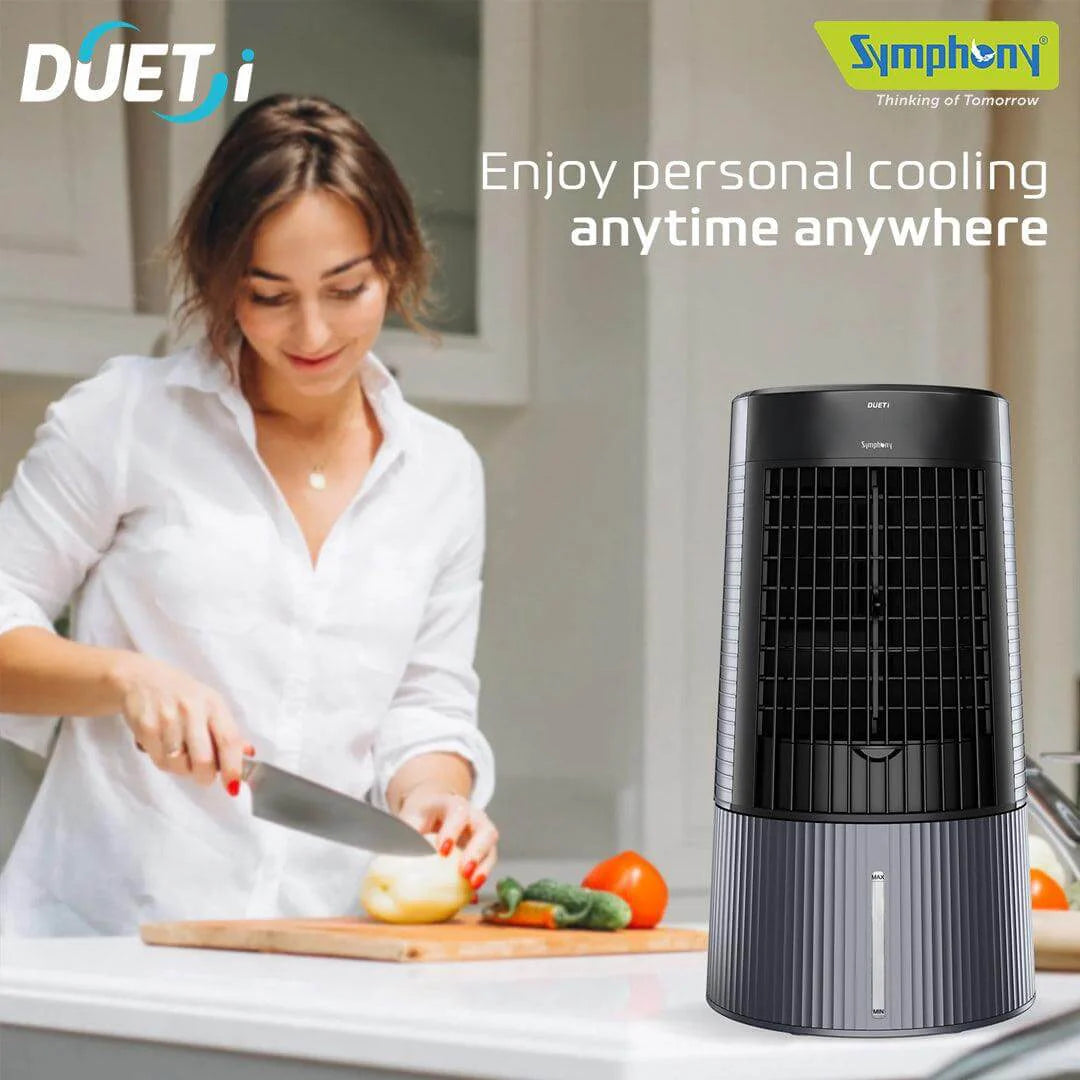 India’s First Kitchen Cooling Fan – Symphony Duet-i with 45° Oscillation & Shock-Resistant Body