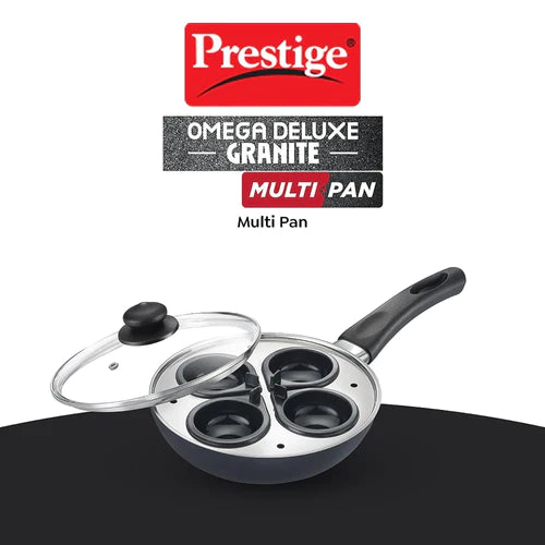 prestige omega deluxe granite multi-pan cookware 20cm with egg poacher, steamer and glass lid