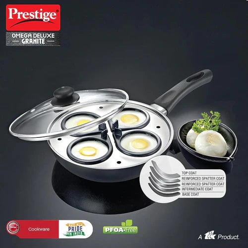 prestige omega deluxe granite multi-pan cookware 20cm with egg poacher, steamer and glass lid