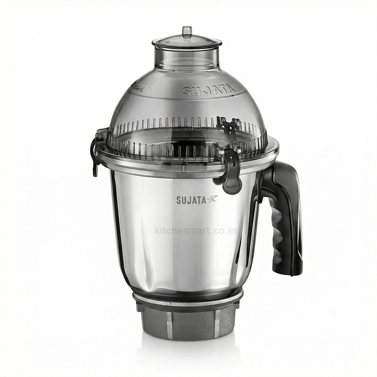 Sujata 1500ml jar bottom coupling mechanism held in hand showing MG series fit