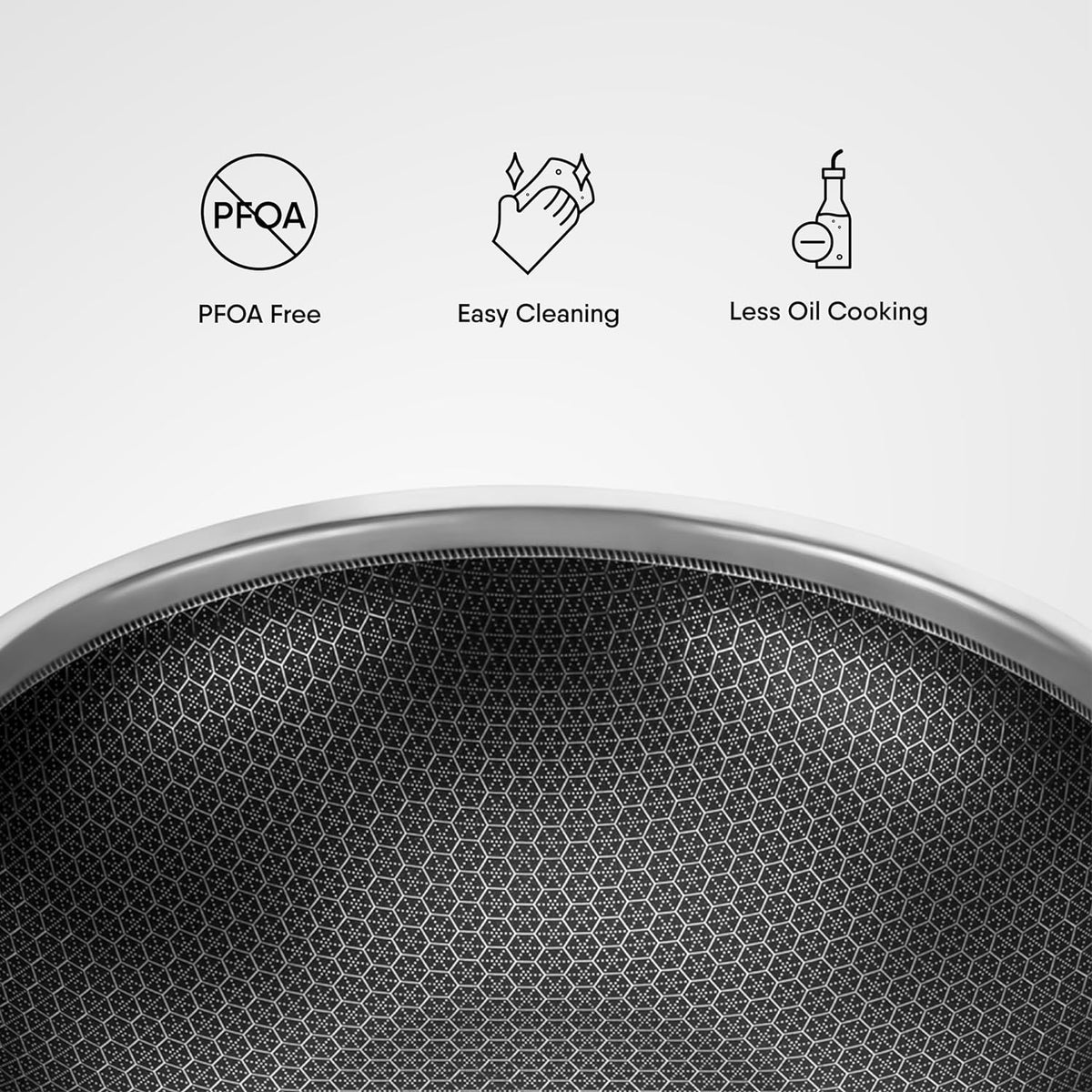 Stahl Triply Stainless Steel Artisan Hybrid Kadhai with Lid (Non-Stick)