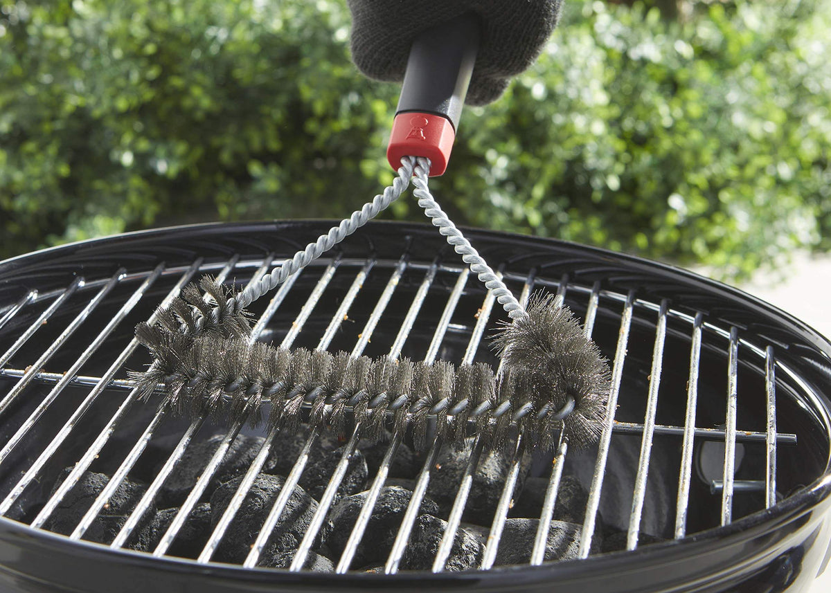 Weber 12" Three-Sided Grill Brush - Sturdy Cleaning Tool for Grills
