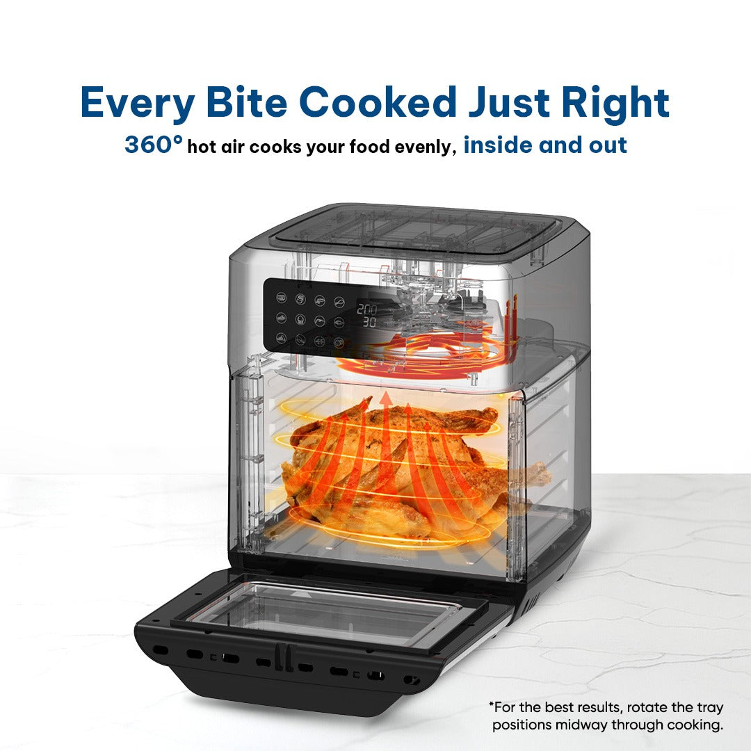 Solara air fryer oven 360 degree hot air circulation cooking on multiple racks