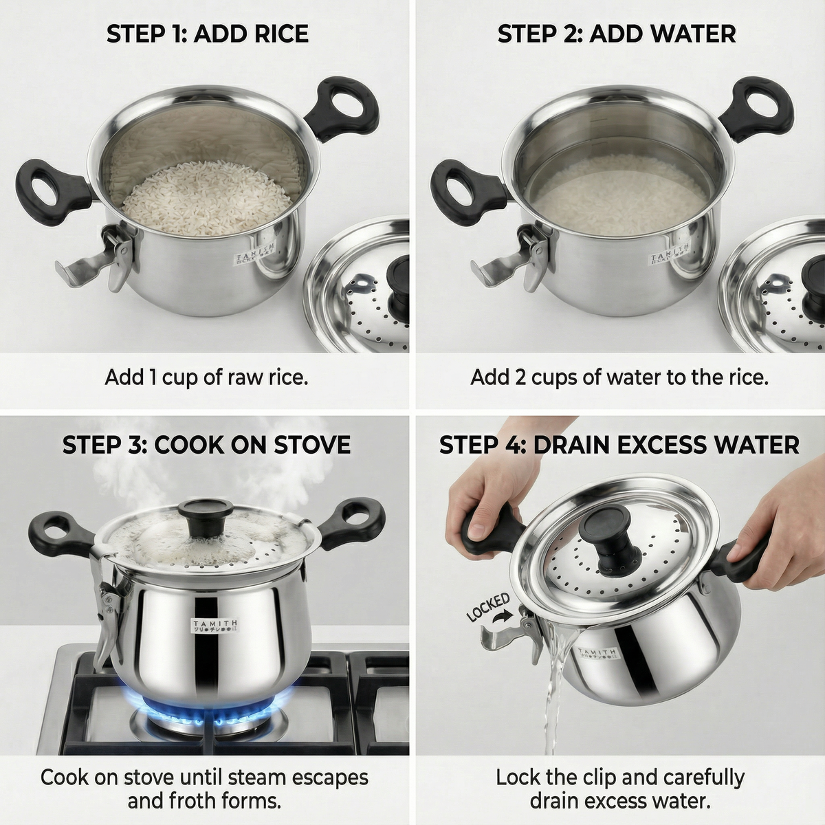 Traditional rice cooking vessel with perforated safety lid on white background