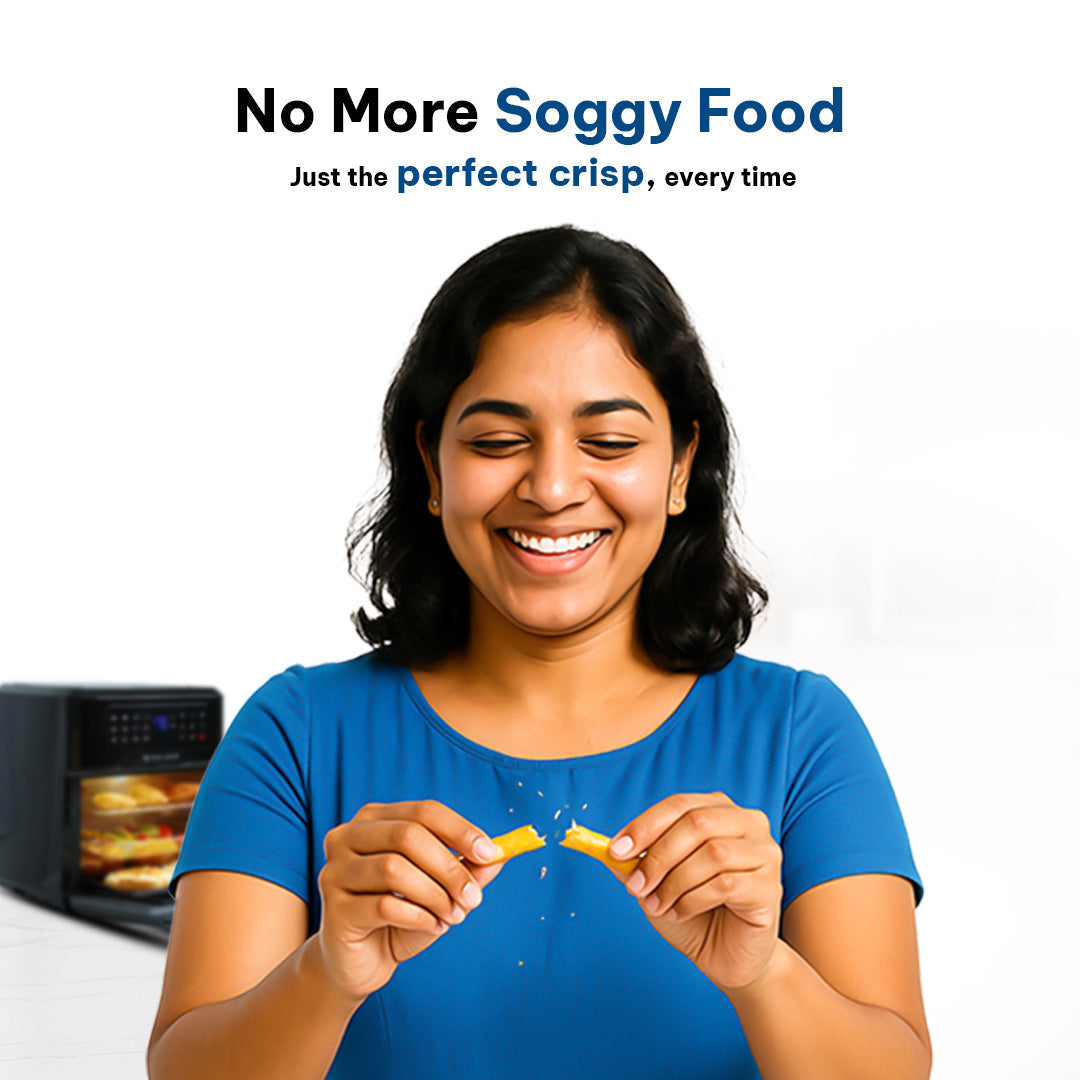 Crispy food cooked in the Solara air fryer oven