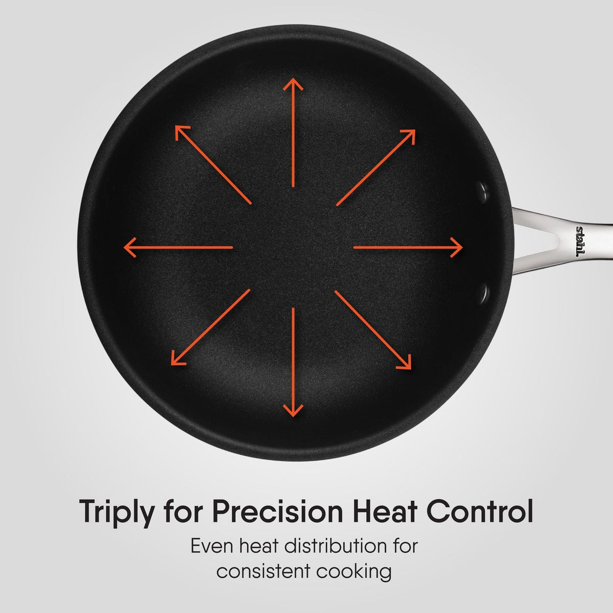 Stahl Artisan Schild Frypan triply even heat distribution for induction and gas