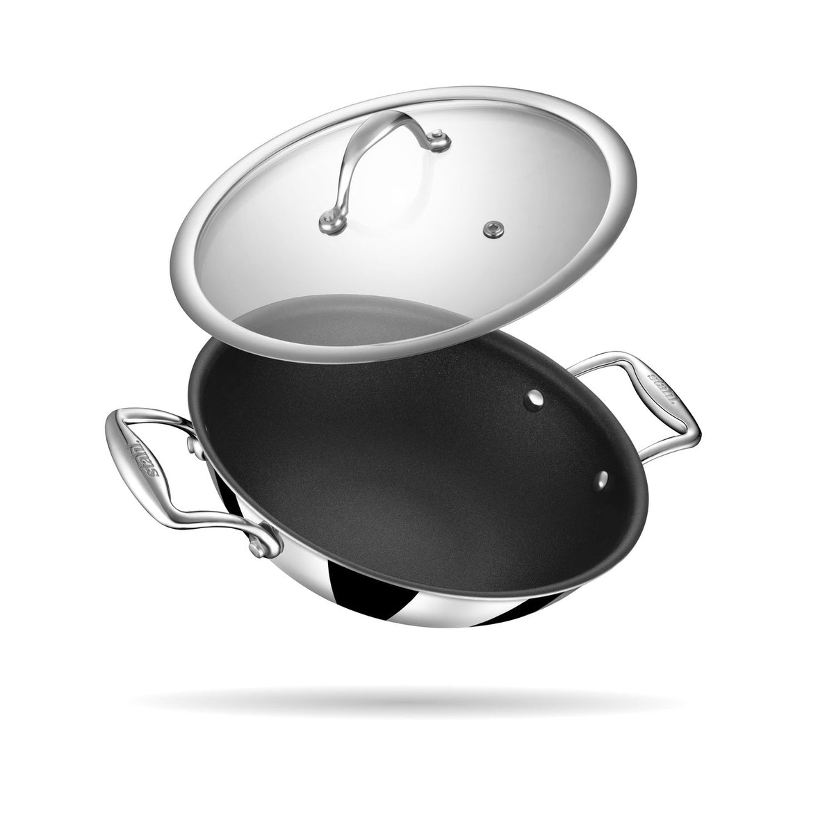 Stahl Artisan Schild kadhai triply PEEK non-stick with glass lid