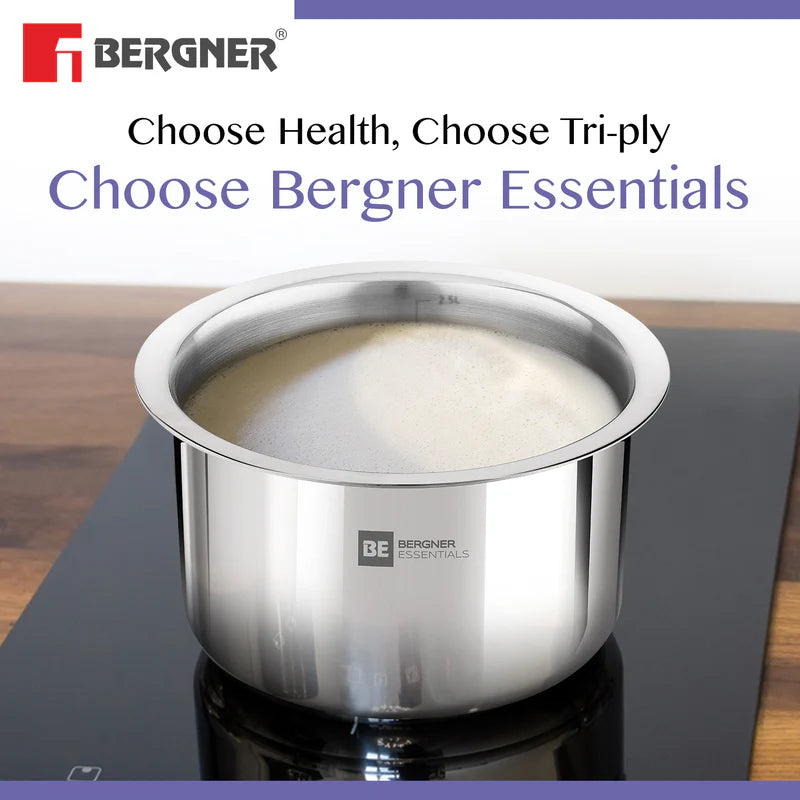 Bergner triply construction tope set featuring graduated sizes from 14cm to 22cm diameter