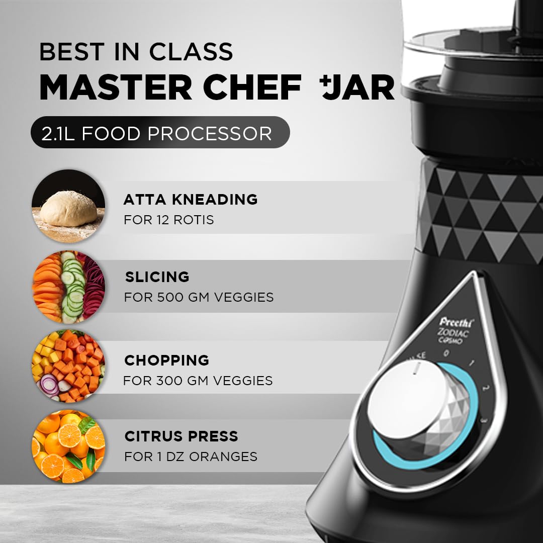 Preethi Zodiac Cosmo MG 236 Mixer Grinder 750W with 5 Jars & Master Chef+ Food Processor