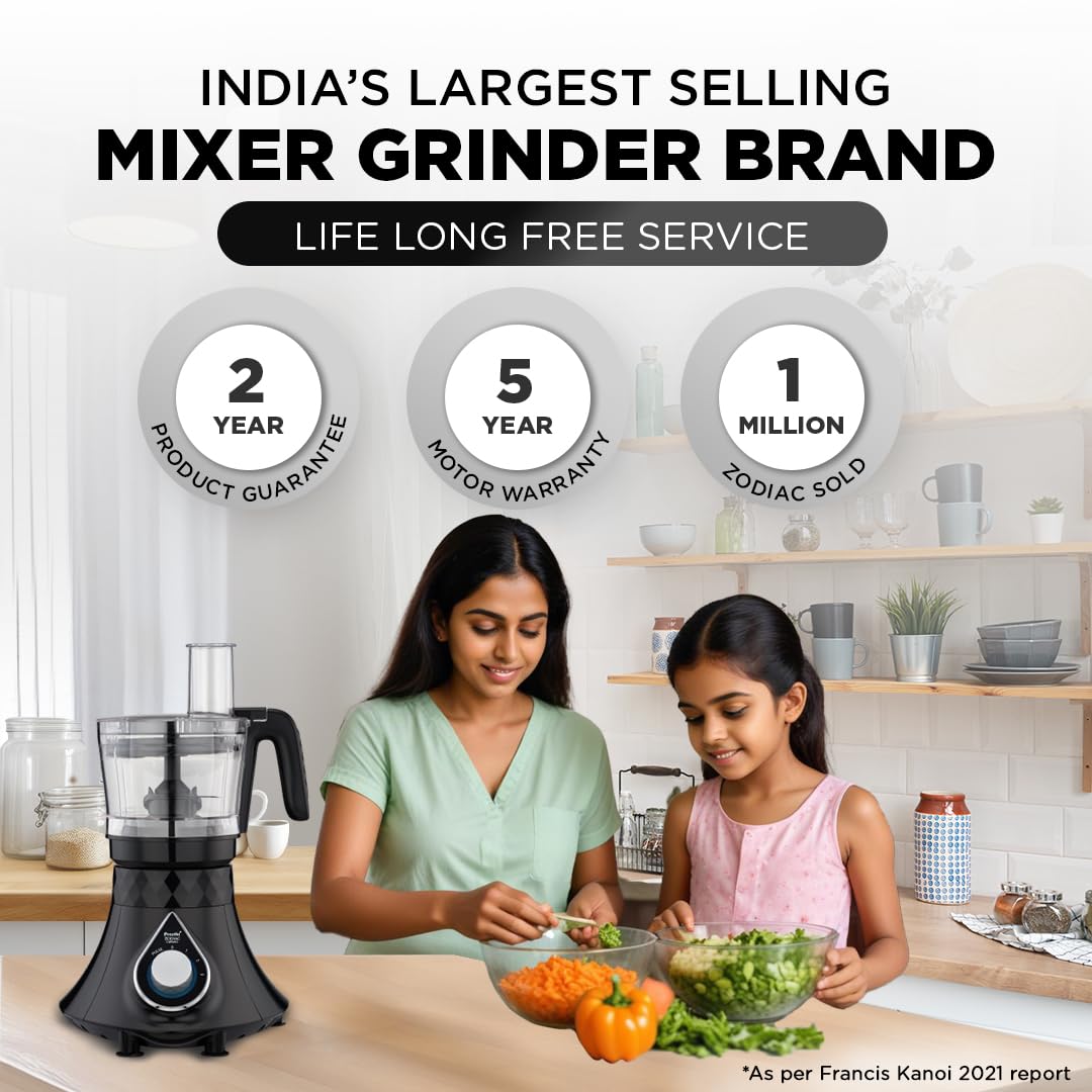 Preethi Zodiac Cosmo MG 236 Mixer Grinder 750W with 5 Jars & Master Chef+ Food Processor