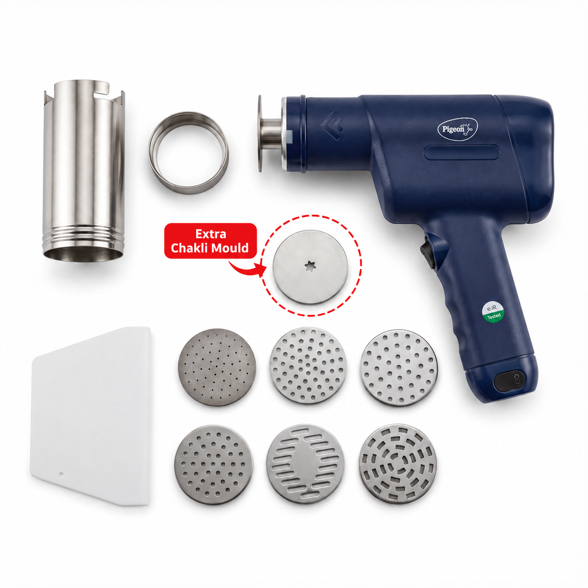Pigeon metal maker with 7 molds now comes with an extra chakli mould