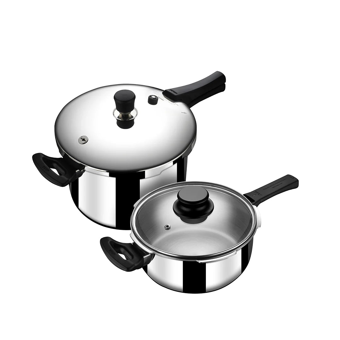 Stahl Xpress Cooker Combo 3L 5L with Triply Stainless Steel and Glas