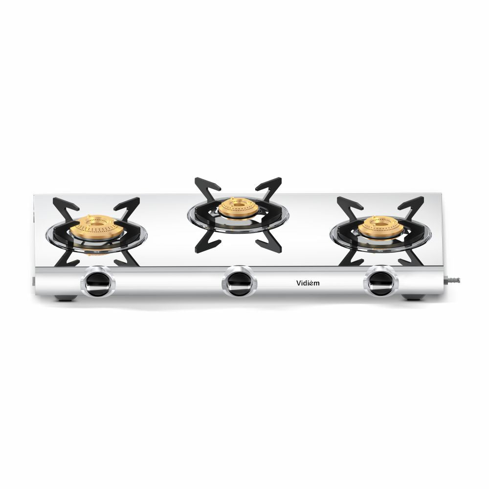 Vidiem  Curve Stainless Steel  3-Burner LPG GAs Stove