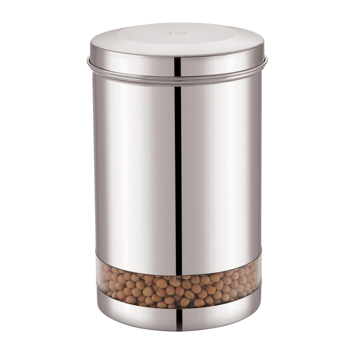 JVL Trendy Clear stainless steel canister with polycarbonate viewing panel set of three sizes