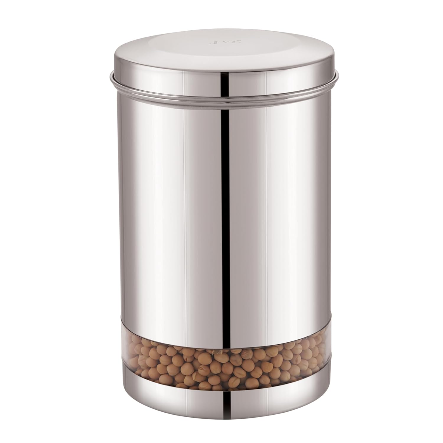 JVL Trendy Clear stainless steel canister with polycarbonate viewing panel set of three sizes