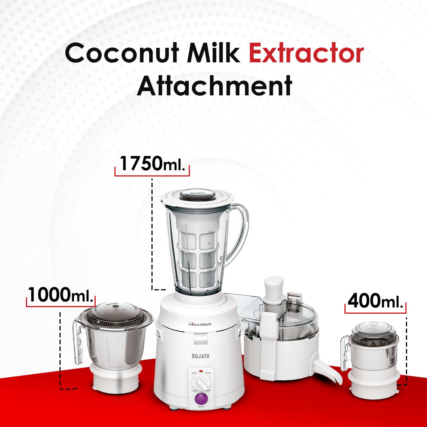 Professional Sujata mixer grinder with 22000 RPM motor and vibration-free design