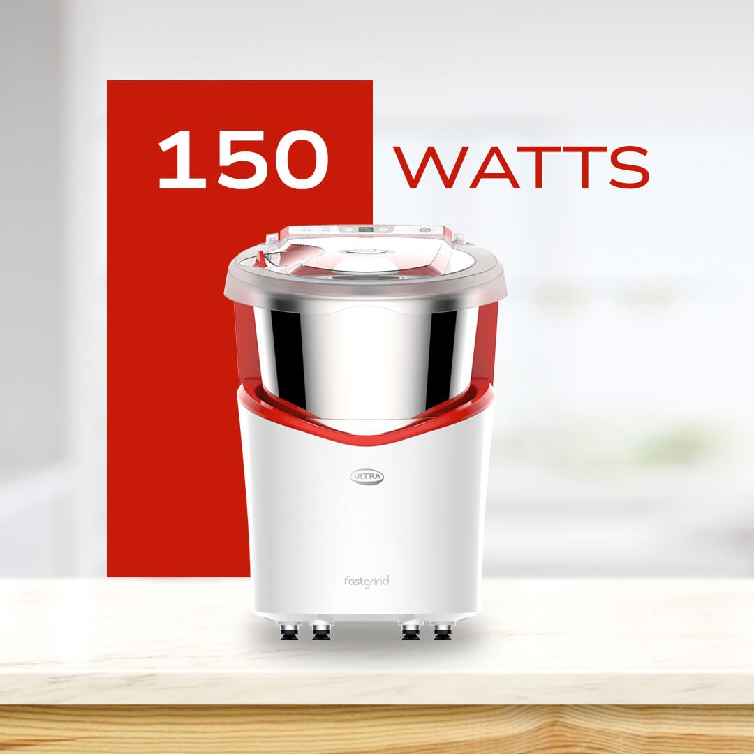 Elgi Fortune Red wet grinder with transparent safety lid open