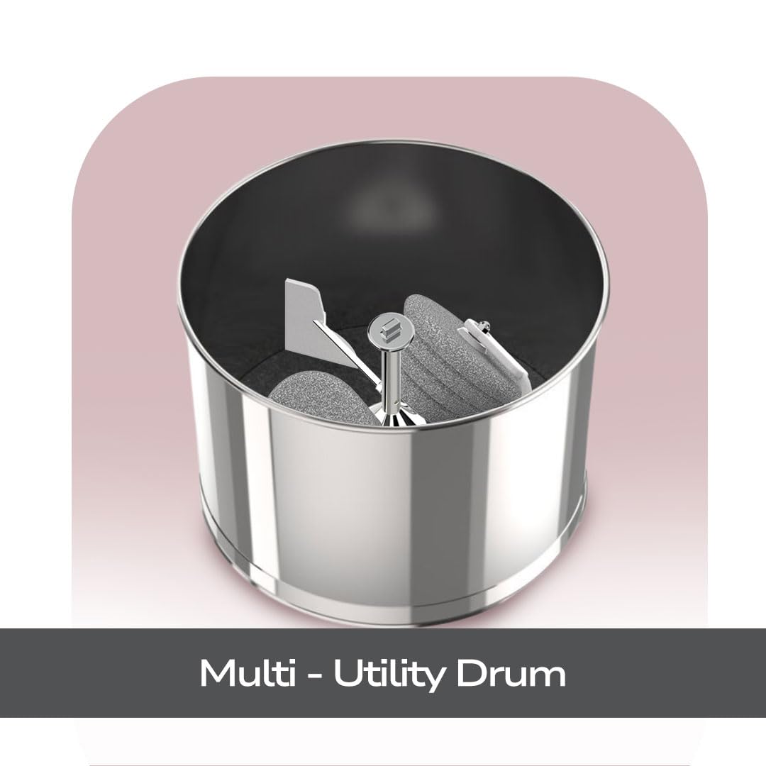 Ultra Mini 1.25L wet grinder with 5 year warranty badge and idli dosa chutney
